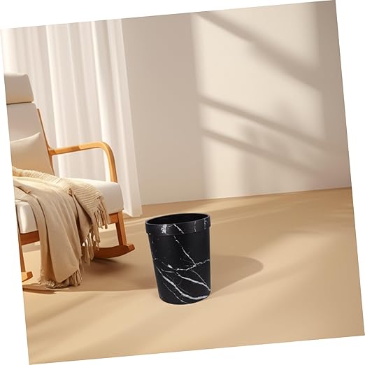 GLEAVI Elegant Marble Pattern Trash Can Medium Wastebasket for Office Bathroom and -Saving Design for Modern Interiors Versatile Garbage Bin for Home Use
