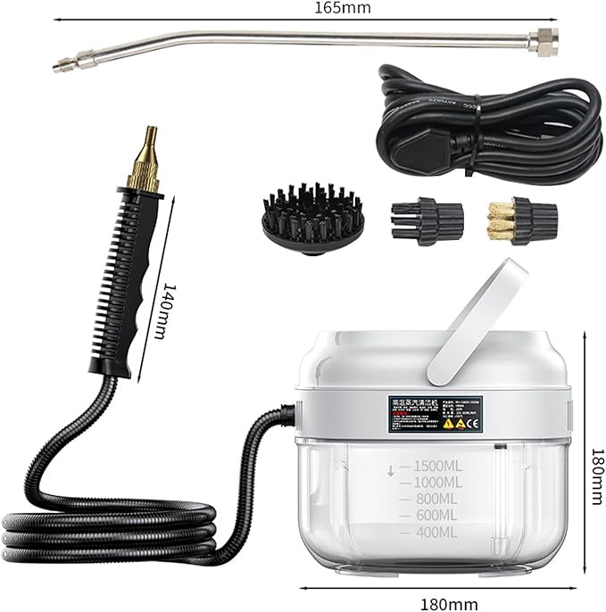Handheld Steam Cleaner Fast Heating Steam Engine Steamer Cleaner 2500W And1500ml High Pressure High Temperature for Cleaning Home Car Upholstery Kitchen and Bathroom Carpet.