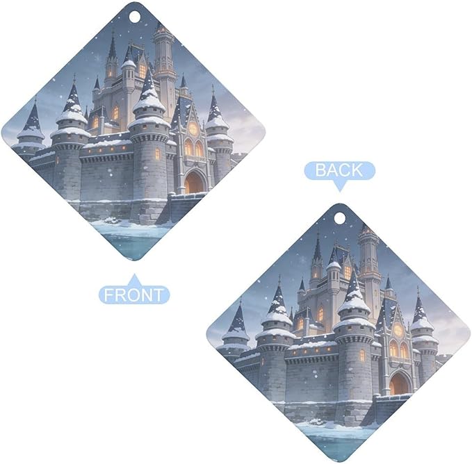 5PCS Car Air Freshener Hanging Personalized Double Sided Snowy Castle Car Fresheners Long Lasting New Cars Scents Cute Automotive Freshies for Closets Drawers (tea)