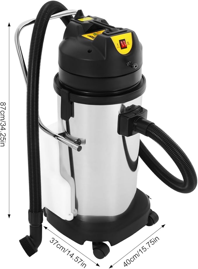 Stainless Steel Commercial Carpet Cleaning Machine 40L/10.56Gal Industrial Extractor with 1049W Power &amp 230mbar Suction Industrial Carpet Cleaner Vacuum for Sofa Curtains &amp Carpets