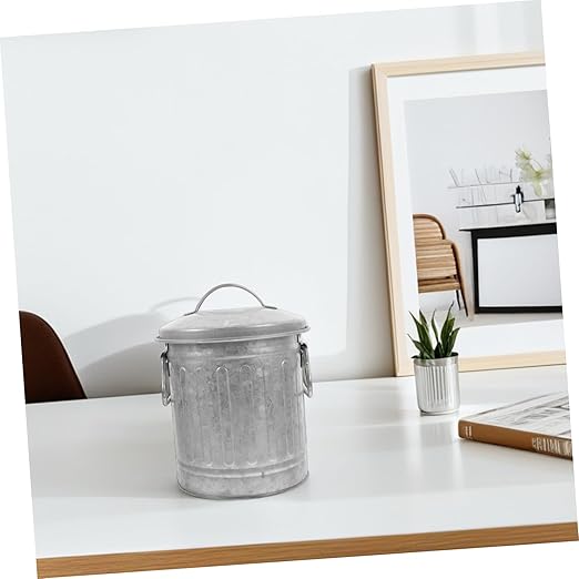 Healifty Bucket Shaped Desktop Wastebasket Small Office Trash Bin with Lid Sturdy Rubbish Container for Home Bedroom Desk Easy to Clean and Reusable