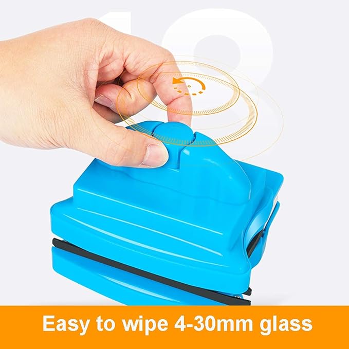 Outside Magnetic Window Cleaner Window Cleaner Wipers Home Double Side Window Cleaner 4-30Mm Adjustable Force Ultra-Strong Both Side Glass Surface Cleaning Brush Wiper Tools with Ergonomic Handle D