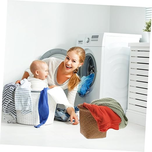 PRETYZOOM 1pc Trash Can Lid Straw Woven Storage Basket for Shelves Garbage Can Bedroom Office Wastebasket Random Color