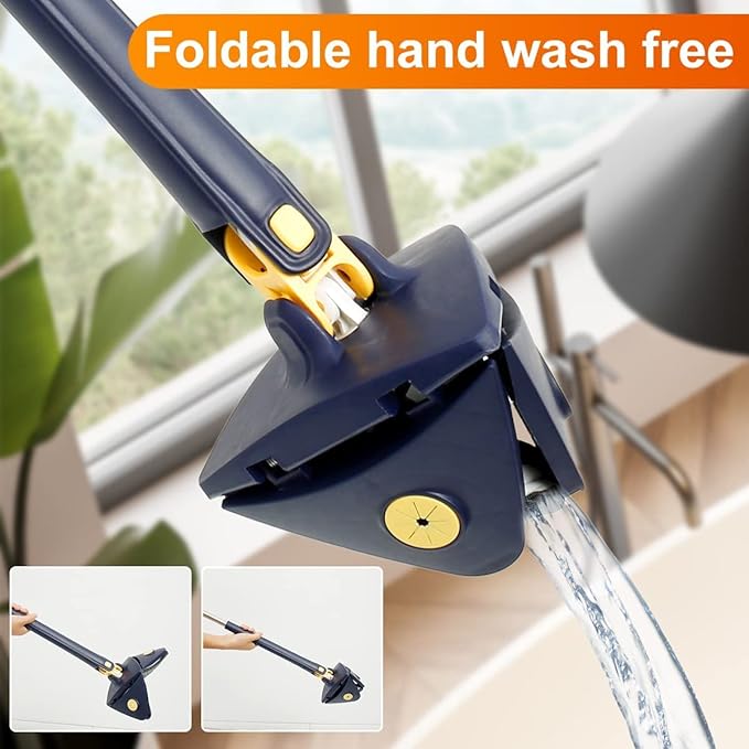 360 Degree Rotating Triangle Cleaning Mop Rotating Adjustable Cleaning Mop 4 Reusable Washable Pads 12027