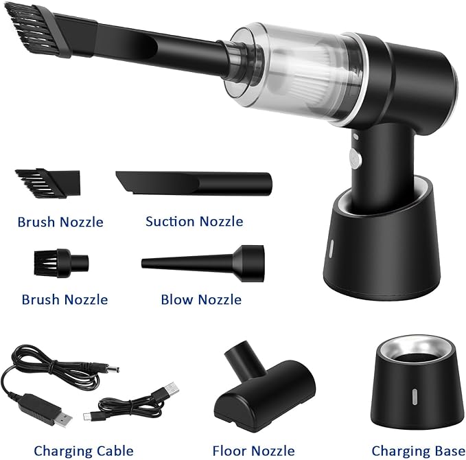 8Kpa Mini Handheld Vacuum Cleaner120W High Power Cordless Car Vacuum 2 in 1 Keyboard Vacuum &amp Air Duster with LED Light &amp Multi-Nozzles for Car Computer Sewing Machine
