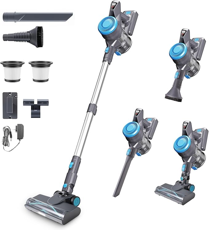 HAUSMEISTER VoltVac Go Cordless Vacuum Cleaner for Home Pet Hair 30000PA for Carpets Hard Floors 50Min Portable Handheld Rechargeable Vacuum 2 HEPA Filters Lightweight