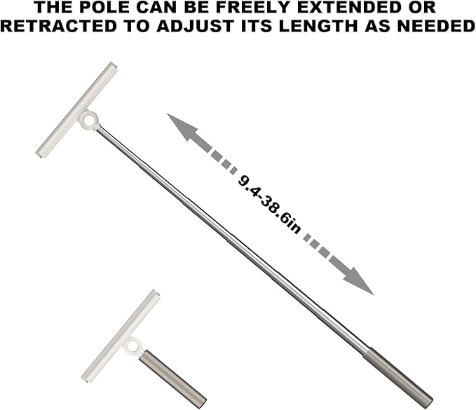 Extendable Shower Squeegee for Glass Doors Shower Squeegee with 10-Inch Silicone Blade Telescoping Handle for Windows and Shower Glass Silver
