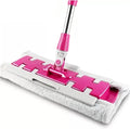 Flat Mop Stainless Steel Handle with Washable 3Mop Cloths Large Telescopic Floor Household Cleaning Tool(Rose 4 Cloths)