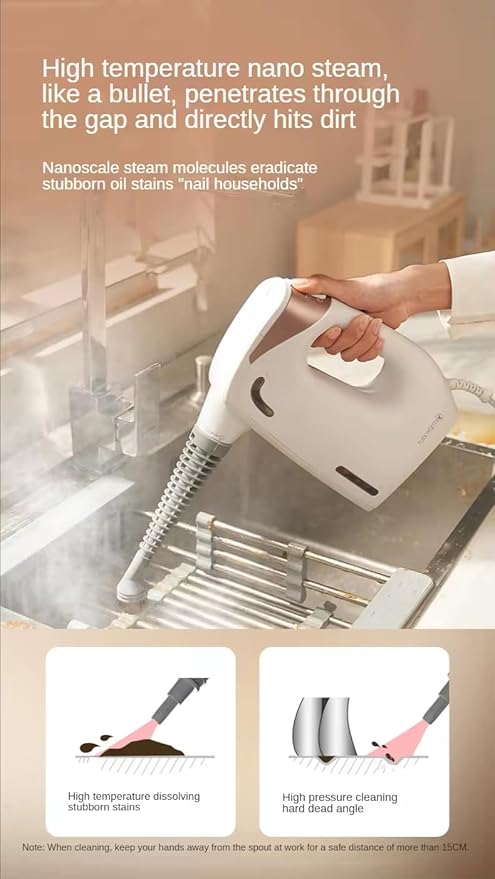 1000W Handheld Steam Cleaner Pressurized Multi-Surface Steam Cleaner for Home Use W/6pcs Tools and Safety Lock to Remove Grime Grease