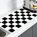 Nuxovilar Coffee Bar Mat Natural Rubber &amp Canvas Fabric 16.92 x 31.1 Checkered Coffee Bar Accessories Protective Mat Home Kitchen Countertop