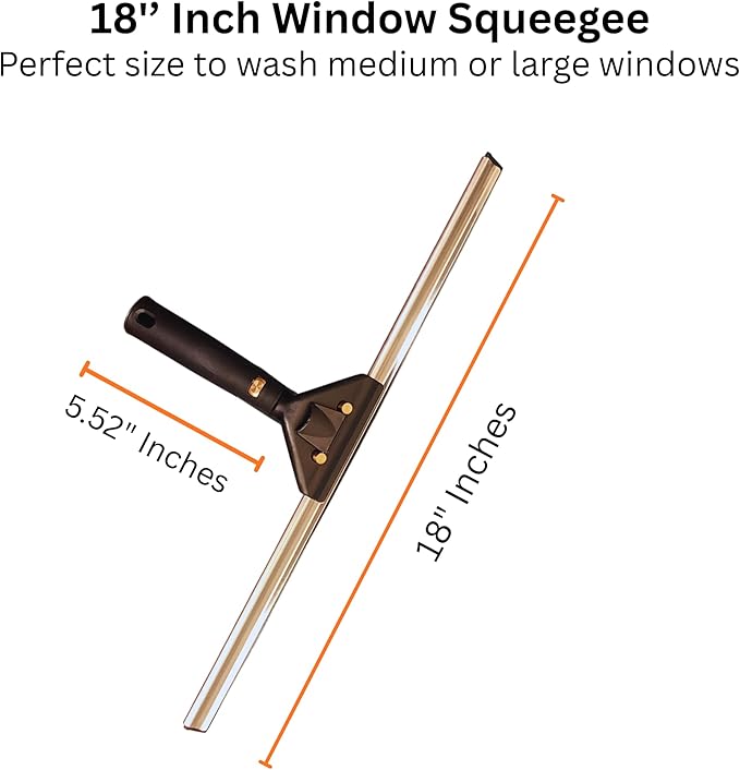 Window Squeegee 18 inch and Window Washer with Swivel Handle Professional Window Cleaning Kit Window Scrubber with Durable Aluminum T-Bar for Window Cleaning