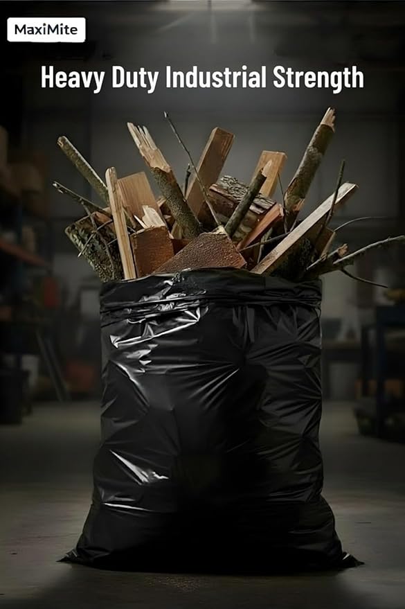 95-96 Gallon Extra-Large Black Garbage Can Liners Heavy-Duty Trash Bags 50 Bags 1.5 Mil Thick Ideal for Commercial &amp Home Use