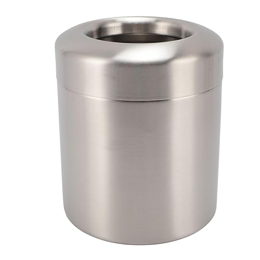 Stainless Steel Trash Bin Trash Cans Metal Garbage Can Modern Round Wastebasket for Bathroom Bedroom Kitchen or Office