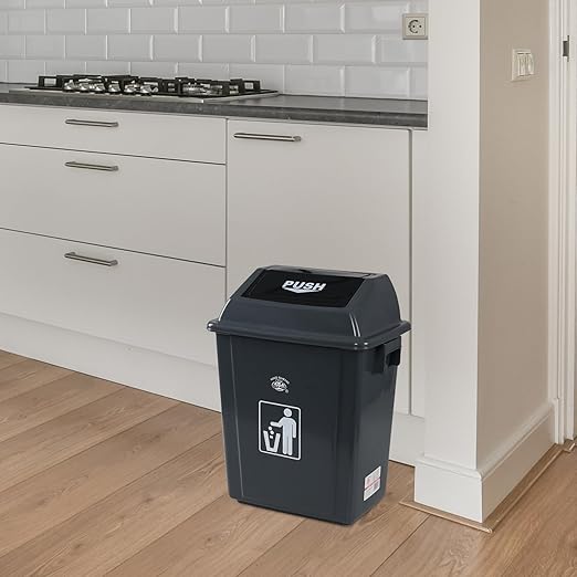 6 Gallon Plastic Swing Lid Trash Can Garbage Can with Swing Top Lids 4 Packs