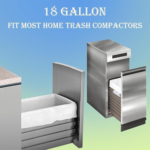 18 Gallon 200 Count Compactor Kitchen Trash Bags Heavy Duty 1.2 Mil THICK Reinforced Drawstring Perfect Fit for 18 Gallon Compatible with Kitchenaid Whirpool GE 15 Inch Compactors GRAND SAVE!