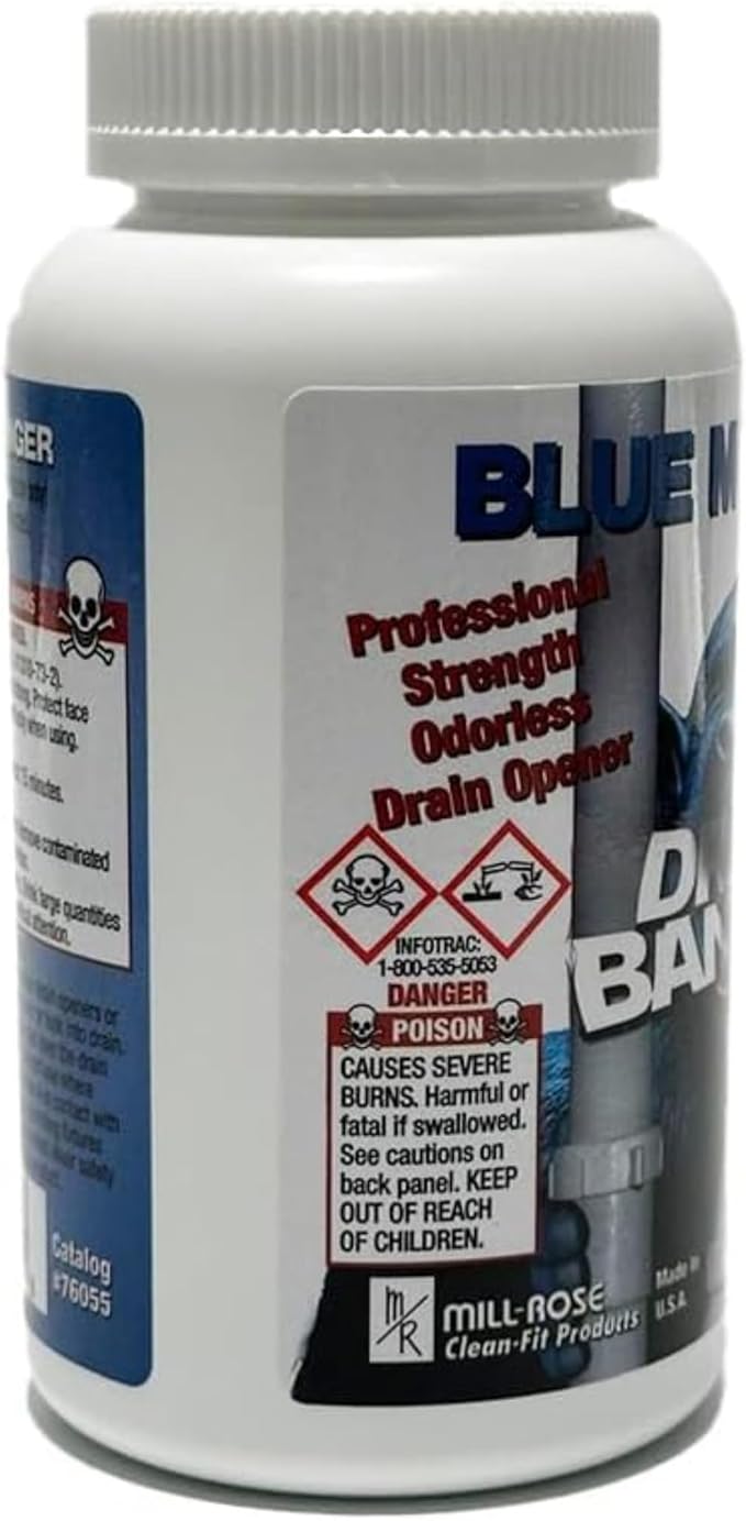 Drain Banger Drain Cleaner – Professional Hot Water Activated Formula – Devours Hair Grease Soap &amp Oils in Under 60 Seconds – Odorless &amp Septic-Safe – Pack of 4 (1 lb Bottles)