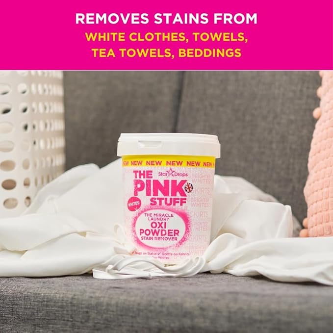 Stardrops - The Pink Stuff - The Miracle Laundry Stain Removing Kit - Oxi Powder Whites - Oxi Colors - Oxi Stain Spray (1 White's Powder 1 Color's Powder 1 Stain Remover) 3 Piece Set (PSLWCS)