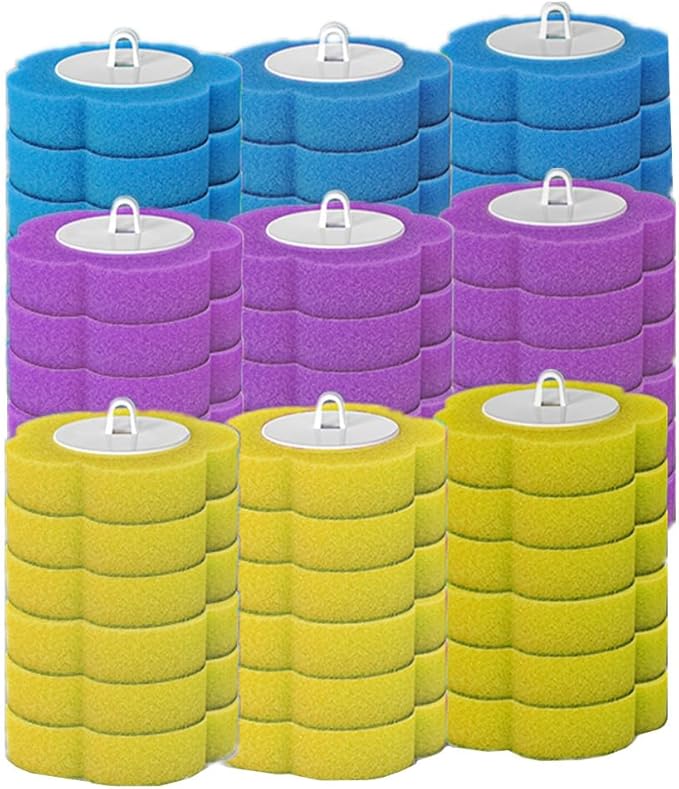 54 Counts Toilet Brush Disposable Refills Cleaning Bowl Wand Bathroom Cleaner Refill Heads(54pcs Different Fragrance Refills)