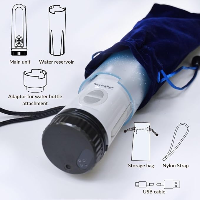 Swissker by Swissklip Portable Bidet Travel Sprayer – Rechargeable Electric Handheld Personal Hygiene Cleaner Compact USB Bidet with Adjustable Pressure for Home &amp Travel