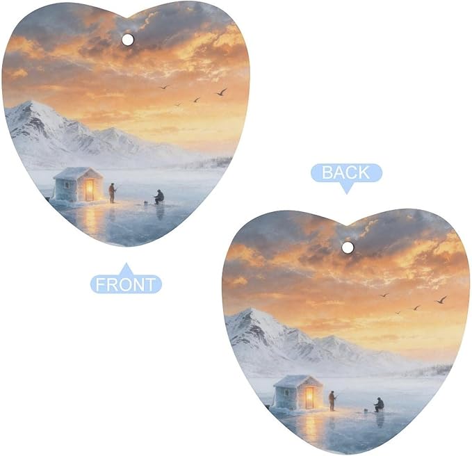 5PCS Car Air Freshener Hanging Personalized Double Sided Sunset Ice Fishing Car Fresheners Long Lasting New Cars Scents Cute Automotive Freshies for Closets Drawers (tea)