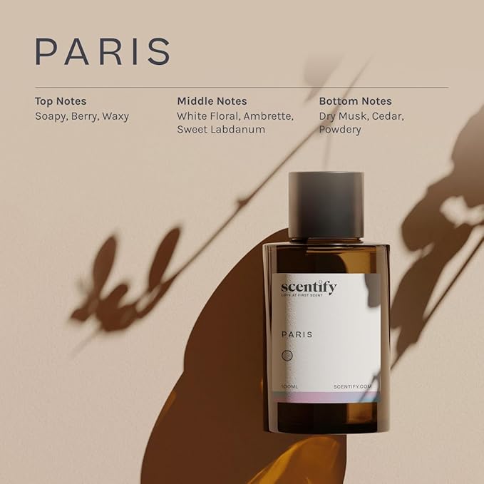 Scentify Paris Aroma Oil Refill Scent for Oil Diffusers - Berry Floral Amber Powdery Scents - Luxurious Relaxing Aromatherapy Diffuser Fragrance 100ml 3.38 oz
