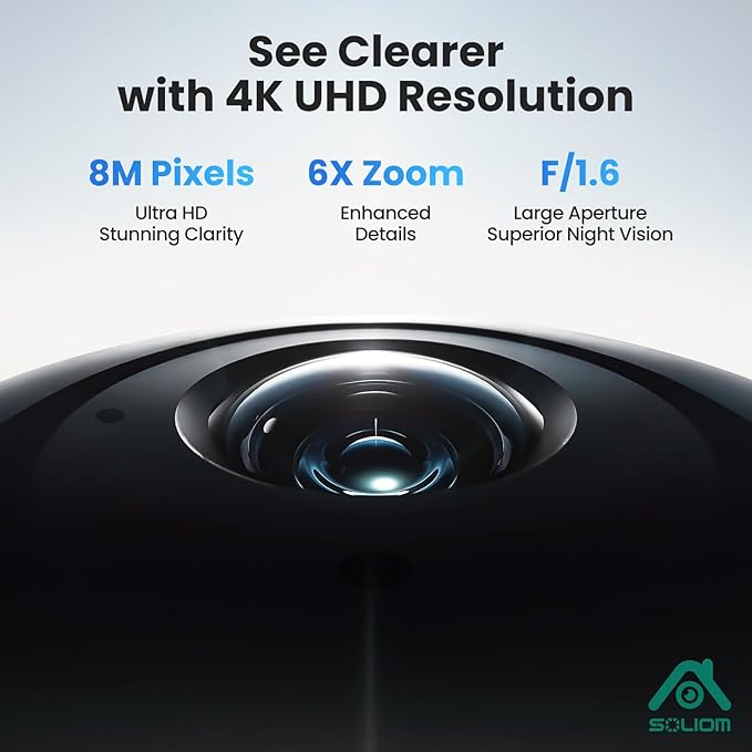 SOLIOM Security Cameras Wireless Outdoor4K Ultra HD for Day and Night No SubscriptionBuilt in RadarSolar Powered Cameras for Home Security 360° Pan Tilt Auto Tracking5G &amp 2.4G WiFi 4-Cam Ki