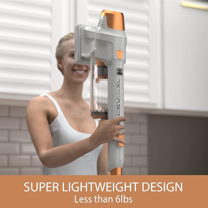 Kenmore DS4030 21.6V Cordless Stick Vacuum with EasyReach Wand Lightweight Cleaner with 2-Speed Power Control LED Headlight Converts to Handheld for Hardwood Floors Carpet &amp Pet Hair Orange
