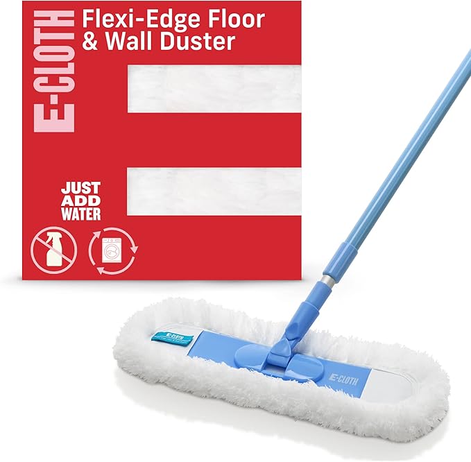E-Cloth Flexi-Edge Floor &amp Wall Duster Reusable Dusting Mop for Floor Cleaning Floor Cleaner Ideal for Harword Tile Laminate and Other Hard Surfaces 100 Wash Guarantee 1 Pack