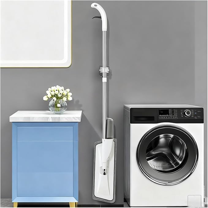 Large Household Spray Mop with Replaceable Microfiber Pad for Wet and Dry Cleaning Pads Rotating Broom(Mop with 2pc Cloth)