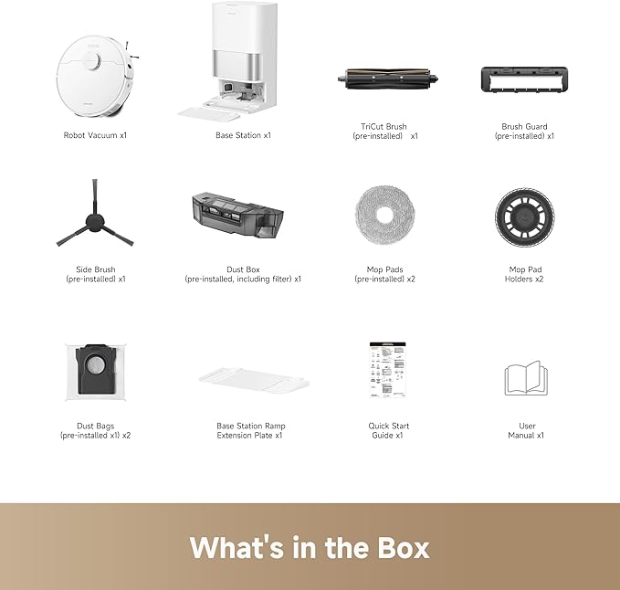 DREAME D30 Ultra Robot Vacuum and Mop 25000Pa Powerful Suction All-in-One Base Station with 100 Days Auto-Empty MopExtend Tech for Edge Cleaning Smart Obstacle Avoidance White