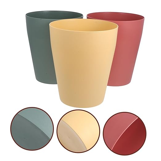 Luxshiny 3Pcs Nordic Style Plastic Trash Can Wastebasket for Home Office Minimalist Design Reusable Garbage Container No Lid Compact
