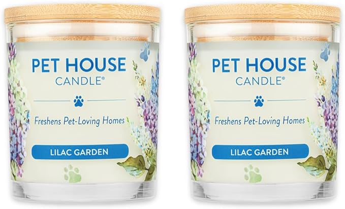 Pet House Candles Plant-Based Long Lasting Clean Burning Scented Candles for Pet Odor - Lilac Garden 2 Pack