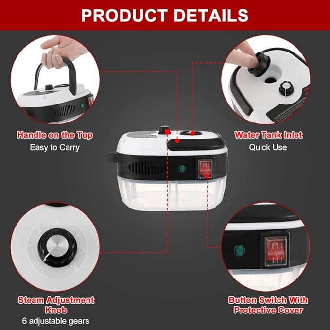Portable Steam Cleaner 2500W High Temperature High Pressure Steam Cleaning Machine 6 Adjustable Speeds Handheld Steam Cleaner for Deep Cleaning Kitchen Floors Car Bathroom