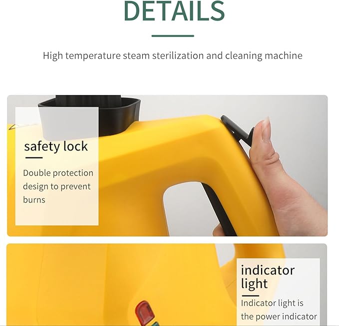 Handheld Steam Cleaner - 1000W Large Capacity Multipurpose Steam Cleaner with Child Lock Furniture Handheld Steam Cleaner for Home Furniture Clothes Couch Car (US Plug 110-120V)