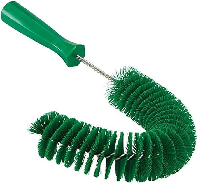 Vikan 53722 Hook Brush - 14.17-Inch Curved BPA-Free Pipe Tube and Gutter Cleaner Compatible with Vikan Extension Poles Green