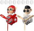 2Pcs Car Air Fresheners Cute Bear Pilot Automotive Air Outlet Creative Car Perfume Diffuser Automotive Accessories Air Vent Decoration with 8 Fragrant Tablets (Red 1+Silver 1)