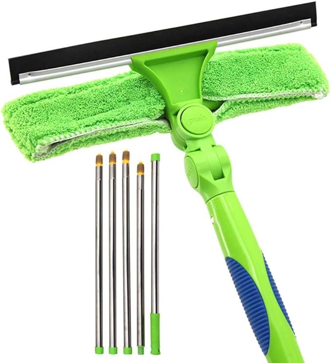 Telescopic Window Cleaner 2.9m/3.9m Cleaning Kit with Extension Pole High Altitude Glass Cleaning Microfiber Feather Duster/3.9m (3.9m)