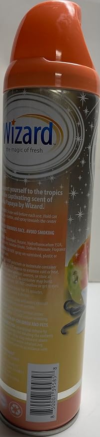 Wizard The Magic of Fresh | Odor Neutralizer &amp Air Freshener - 10 Oz. Vanilla papaya (Pack of 5) (Packaging May Vary)