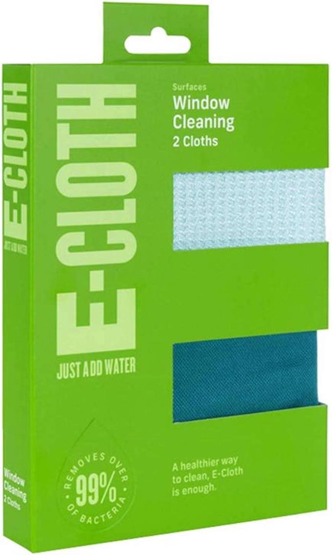 E-Cloth 3-Pack Window Cleaning Cloth - Streak-Free Glass &amp Mirror Cleaning Kit with Just Water Glass Cleaning Cloth Microfiber Towel Kit for Windows Car Windshield Mirrors - Alaskan Blue