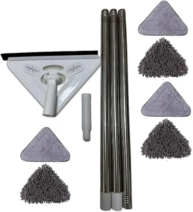 3/5PCS Extended mop Large Triangular with Thickened Rod for Wiping Glass Ceiling Cleaning Bathroom Kitchen Ceramic ti(1 mop 6 mops)