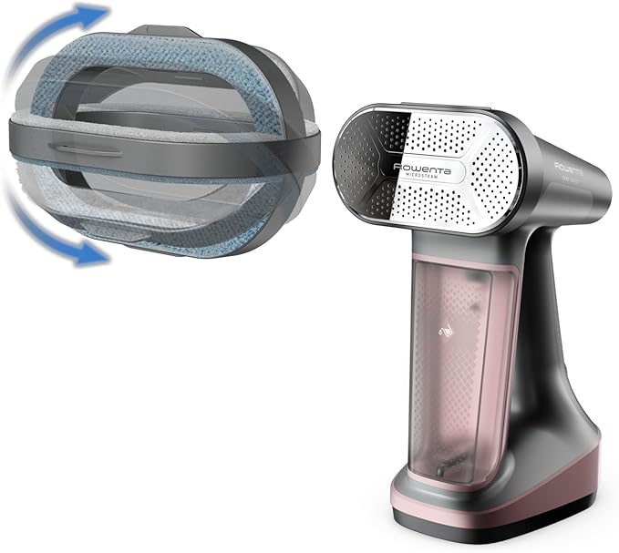 Rowenta Iron Steamer for Clothes 3in1 Hand Held Steamers Clothing Steamer Ironing Lint Remover 7.1 Oz Tank 1875 Watts Auto-Off Black &amp Pink DR8865