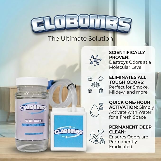 Odor Eliminator for Home - Advanced Chlorine Dioxide Odor Removal Kit Neutralizes Smoke Pet Urine Mildew &amp Skunk in 1 Hour - 400 Sq Ft Includes Bubbler