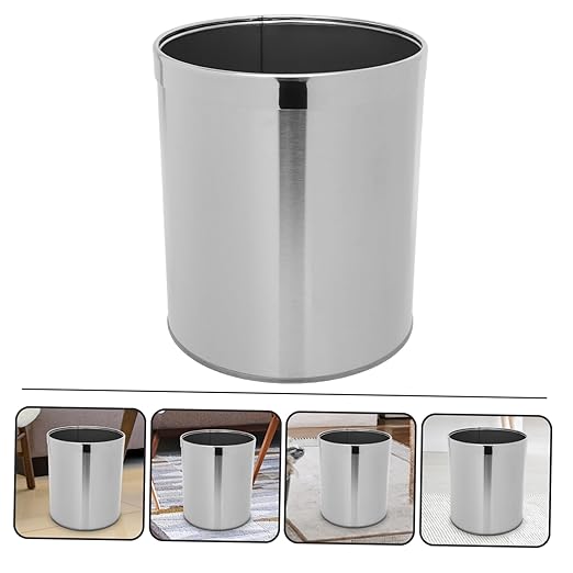 Garneck Bathroom Trash Cans Small Stainless Steel Waste Basket Office Bedroom Garbage Can Kitchen Waste Bin