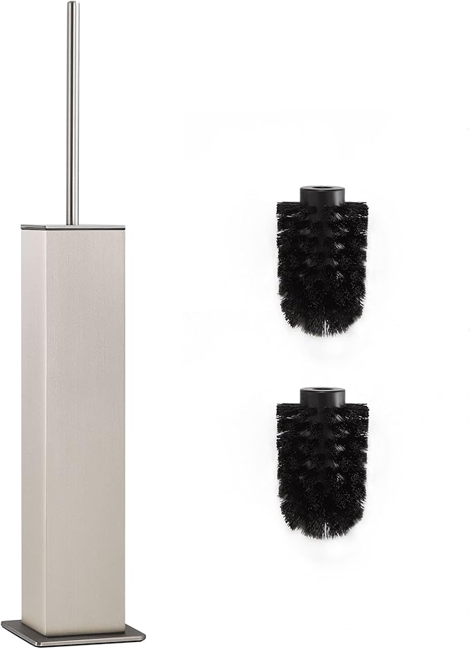 Brushed Nickel Toilet Brush and HolderToilet Bowl Brush with Extra Long Handle