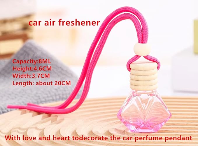 Red Car Air Freshener 8ML Car Perfume Glass Pendant 2PCS with 20ML Spare Natural Perfume Decoration Car Perfume Air Freshener (Ocean Blue)