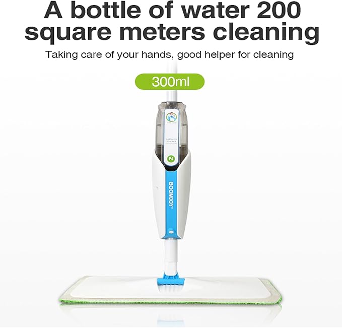 Blue Washable Pad Spray Mop - Microfiber Mop with 300ML Reusable Bottle for Wood Hardwood Laminate Tile Floors