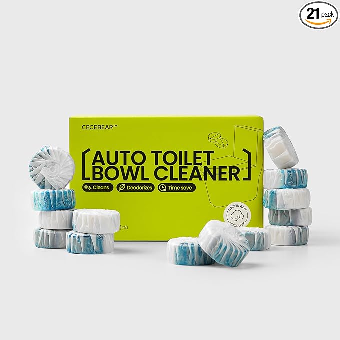 Auto Toilet Bowl Cleaner Tablets 21 Tabs Automatic Long-Lasting Blue Toilet Tank Cleaner Septic-Safe Helps Reduce Hard Water Stains Easy to Use