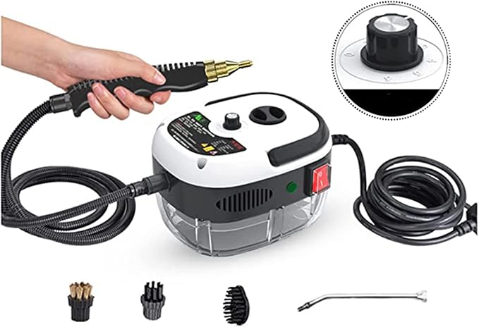 High Pressure Steam Cleaner 2500W Handheld High Temp Fast Heating Portable Cleaning Machine for Home Use Grout Tile Car Detailing Kitchen Bathroom with 3 Brush Heads