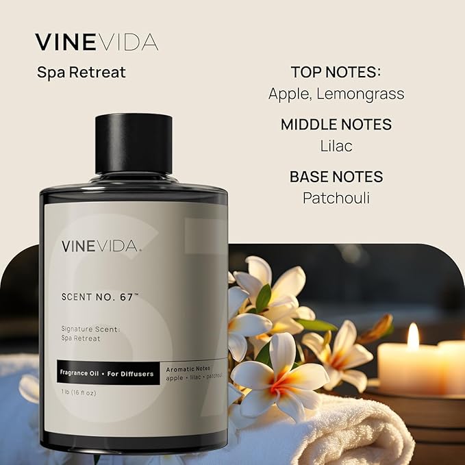 VINEVIDA [16 Fl Oz] Spa Retreat Fragrance Oil for Cold Air Diffusers - Essential Oils for Diffuser Oil Refill &amp Air Freshener Room Spray