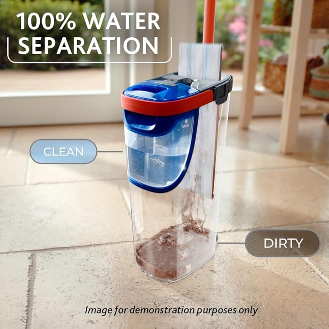 Vileda H2PrO Flat mop System - Revolutionary Clean and Dirty Water Separation - Water-Saving Design - Compact Storage - Ergonomic Handle - Microfibre Power - Can be Used one-Handed